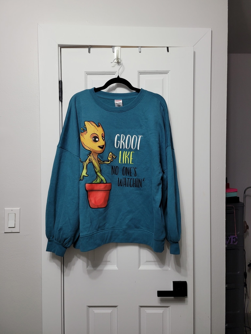 Marvel Teal Crewneck Sweatshirt with Groot Graphic